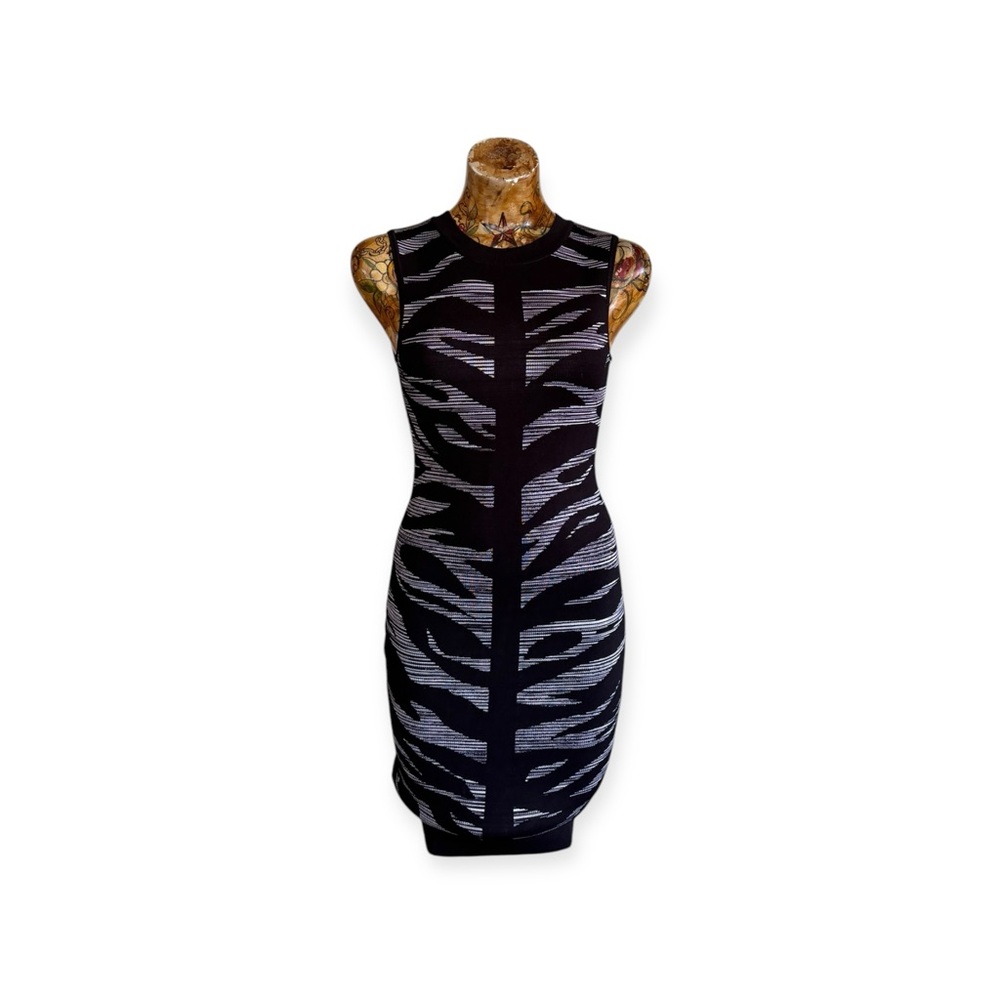 Karen Millen Sleeveless Bodycon Cocktail Dress black gray Sz 1 XS
